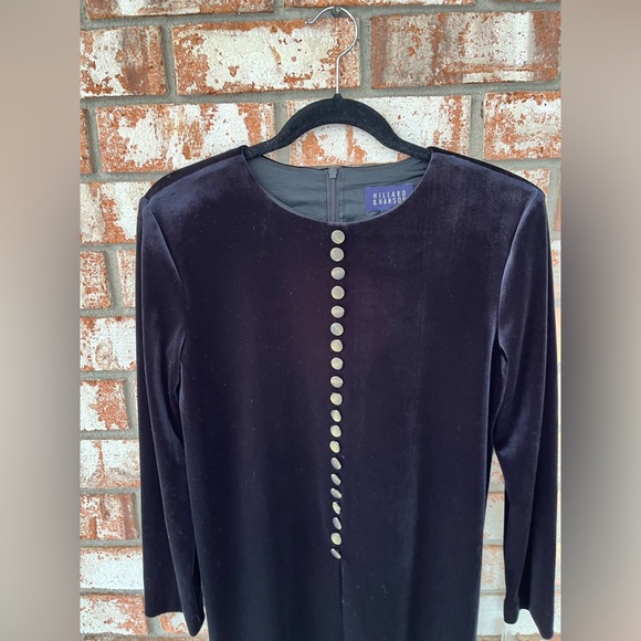 HILLARD & HANSON VINTAGE 1990’S BLACK VELVET TUNIC TOP WITH SILVER METAL CLASPS - Picture 7 of 14